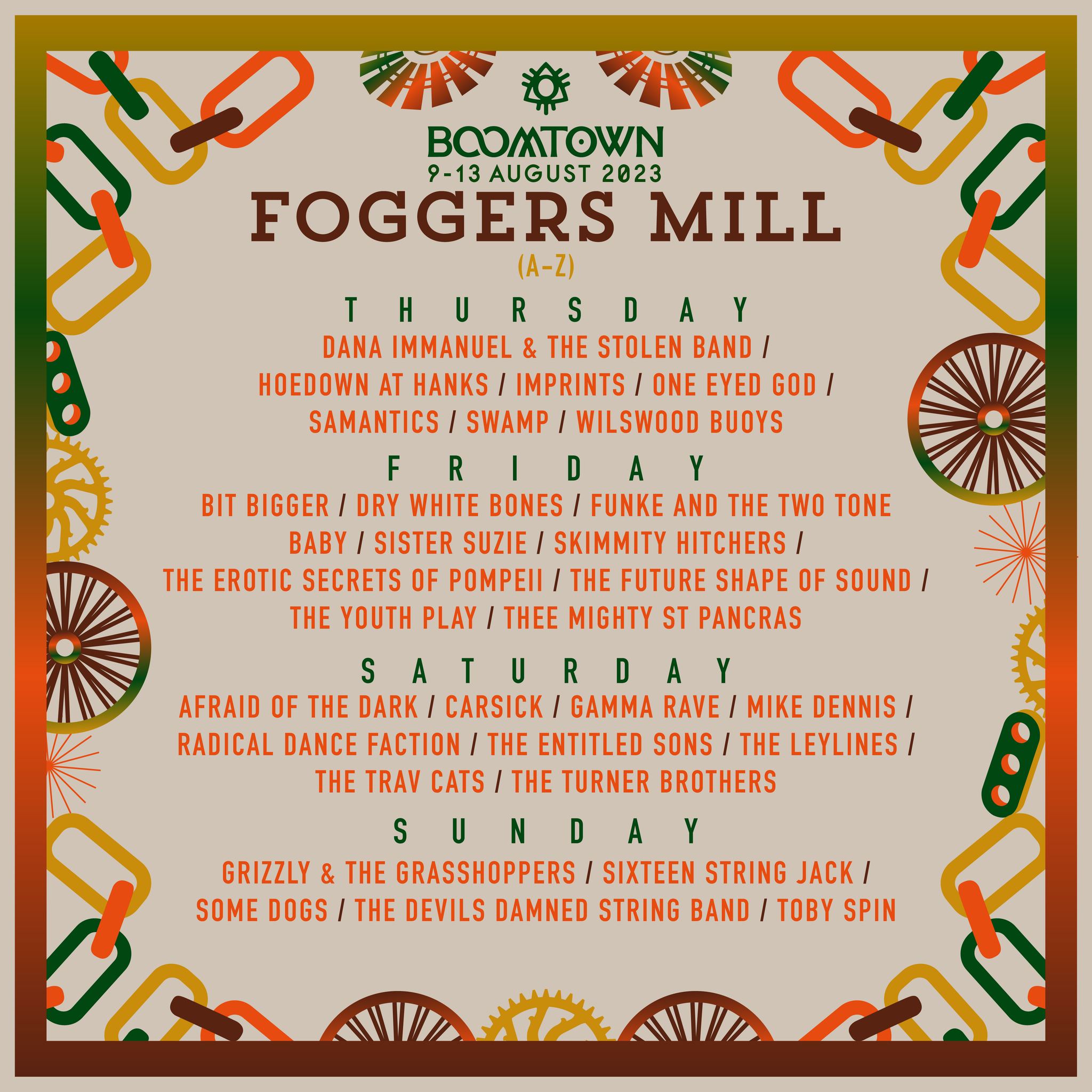 Boomtown Foggers Mill Lineup 2023