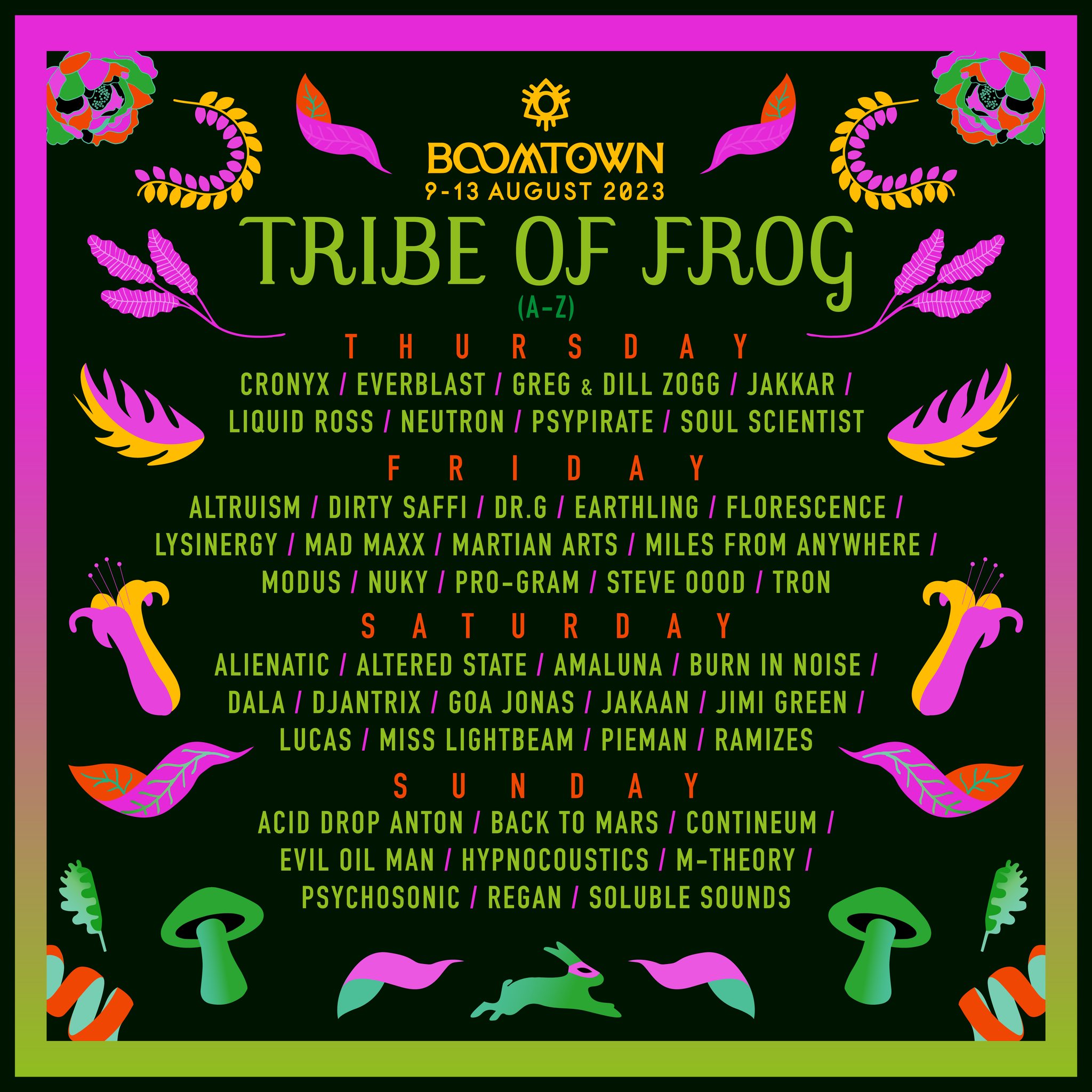 Boomtown Tribe Of Frog Lineup 2023